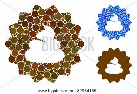 Shit Token Mosaic Of Round Dots In Different Sizes And Color Tones, Based On Shit Token Icon. Vector