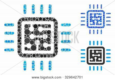 Cpu Circuit Composition Of Round Dots In Variable Sizes And Color Tinges, Based On Cpu Circuit Icon.