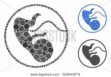 Prenatal Mosaic Of Round Dots In Various Sizes And Shades, Based On Prenatal Icon. Vector Dots Are C