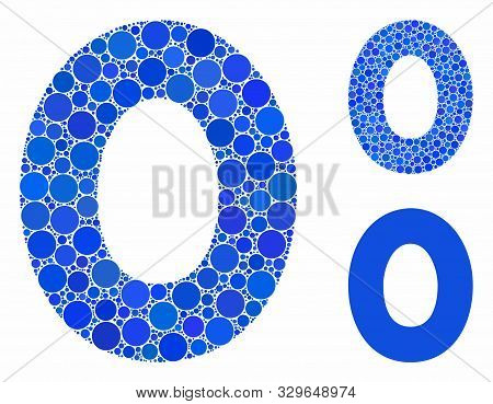 0 Digit Composition Of Circle Elements In Various Sizes And Color Tinges, Based On 0 Digit Icon. Vec