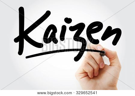 Hand Writing Kaizen With Marker, Concept Background