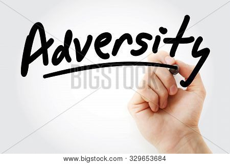 Hand Writing Adversity With Marker, Concept Background