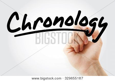 Hand Writing Chronology With Marker, Concept Background