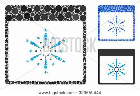 Fireworks Boom Calendar Page Composition Of Small Circles In Different Sizes And Color Tints, Based 