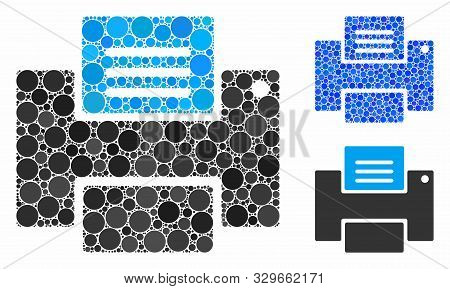 Printer Composition Of Small Circles In Variable Sizes And Color Tones, Based On Printer Icon. Vecto