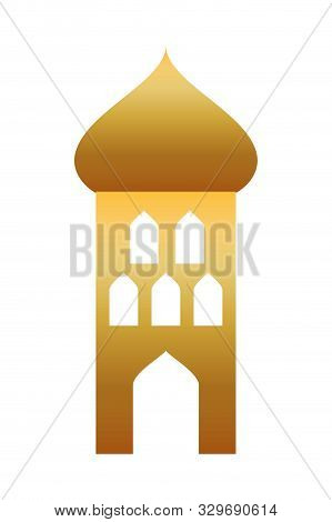 Golden Manger Tower Building Isolated Icon Vector Illustration Design