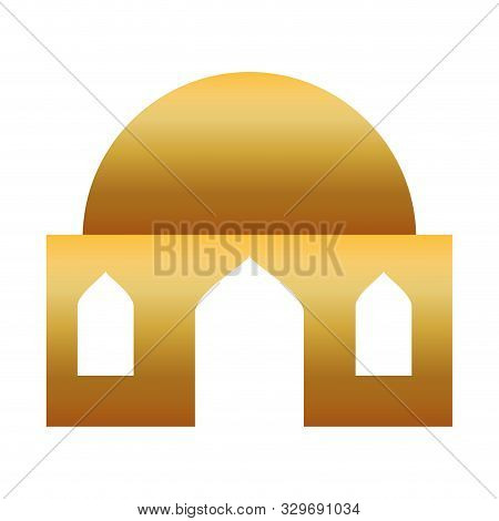 Golden Manger House Building Isolated Icon Vector Illustration Design