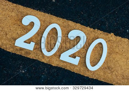 Road Background With Numbers 2020 ,happy New Yaer