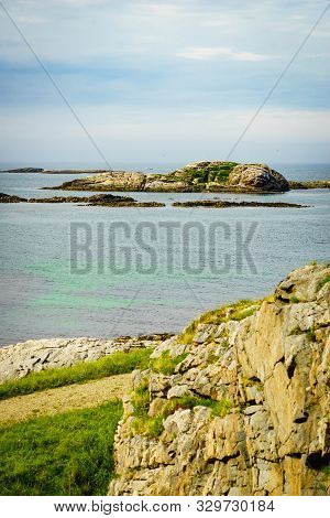 Sea Stone Isle With Birds, Andoya Norway