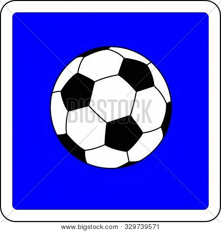Soccer Ball Allowed Blue Sign On A White Background