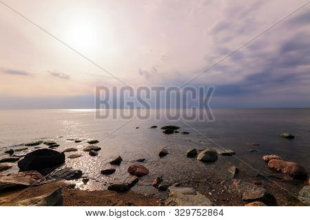 Sunset At The Rigas Bay, Town Salacgriva, Latvia