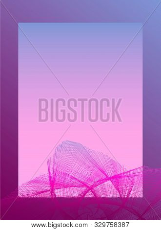 Greeting Card With A Delicate Gradient And Geometric Flower. Prevailing Pink And Blue Shades. Suitab