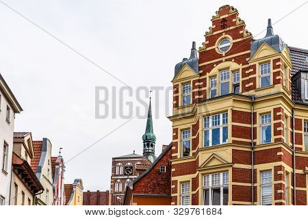 Traditional Houses With Gable In The Old Town Of Stralsund