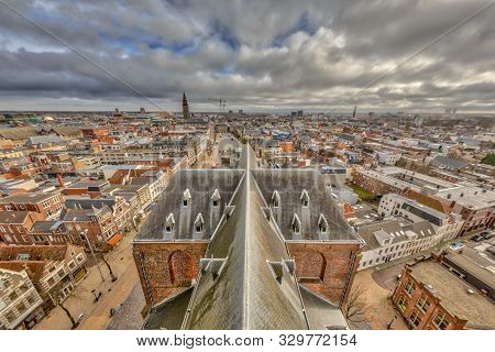 View Over Historic City Centre Of Groningen Seen From Downtown Church Tower