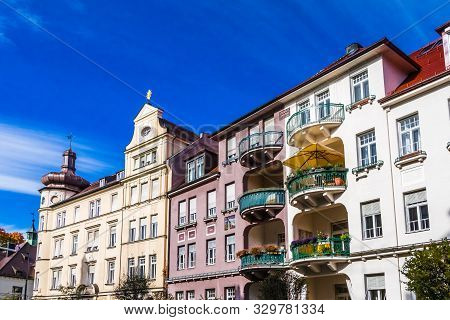View On Old Residential Buildings In Bogenhausen Munich, Germany