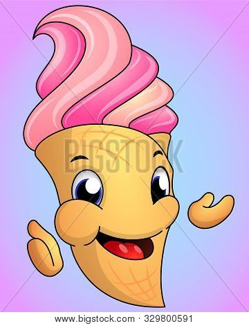 Mascot Illustration Of An Ice Cream In Cone