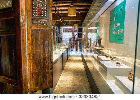 SHENZHEN, CHINA - CIRCA APRIL, 2019: exhibits on display in Gankeng Hakka Town in Shenzhen. Gankeng Hakka Town is a tourist attraction by OCT Group.