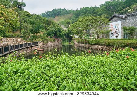 SHENZHEN, CHINA - CIRCA APRIL, 2019: view of Gankeng Hakka Town in Shenzhen. Gankeng Hakka Town is a tourist attraction by OCT Group.