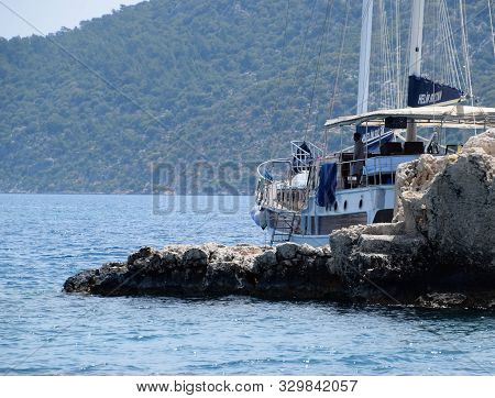 Demre, Turkey - May 21, 2019: The Ruins Of The City Of Mira, Kekova, An Ancient Megalithic City Dest
