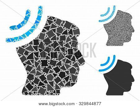 Radio Reception Brain Composition Of Ragged Parts In Variable Sizes And Color Tones, Based On Radio 