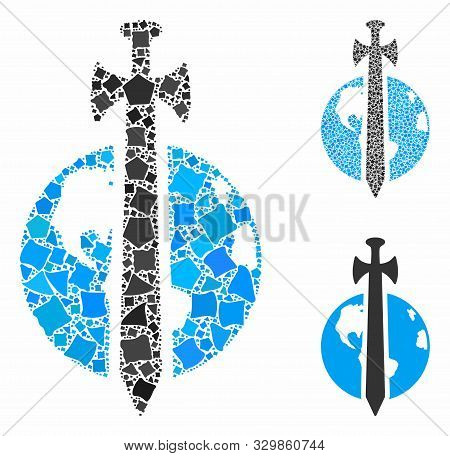 Earth Military Protection Mosaic Of Tremulant Elements In Different Sizes And Color Tints, Based On 