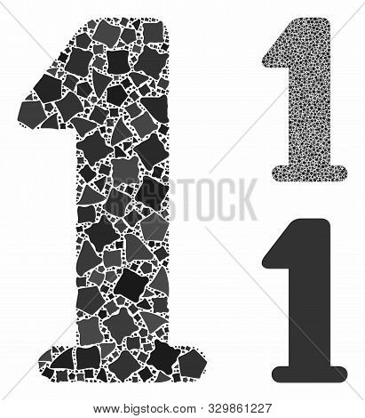Digit One Mosaic Of Bumpy Elements In Various Sizes And Shades, Based On Digit One Icon. Vector Uneq