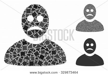 Sad Person Composition Of Tremulant Items In Various Sizes And Color Tints, Based On Sad Person Icon