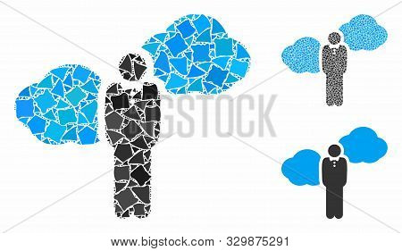Cloud Startupper Person Mosaic Of Rugged Parts In Various Sizes And Color Tinges, Based On Cloud Sta
