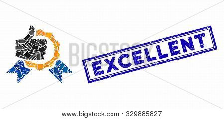 Collage Excellent And Distressed Stamp Seal With Excellent Text. Mosaic Vector Excellent Is Composed