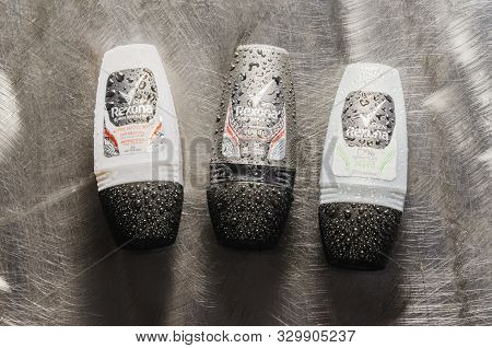 Rexona Deodorant Isolated On Gradient Background. Rexona Is Deodorant And Antiperspirant Brand Found