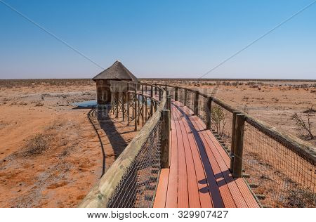 Olifantsrus Game Viewing Hide, Etosha National Park, Namibia, Africa, Overlooking A Waterhole In The