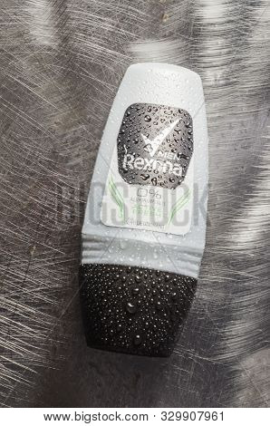 Rexona Deodorant Isolated On Gradient Background. Rexona Is Deodorant And Antiperspirant Brand Found
