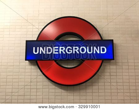 Bangkok Thailand - 25 Oct 2019:  A Sign For An Underground Train Station In London Decorated On The 