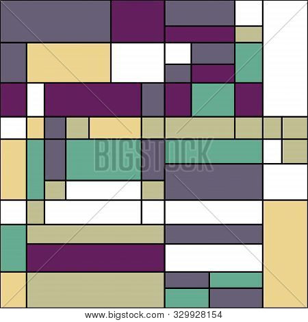 Piet Mondrian Style Abstract Computational Generative Art Background Illustration