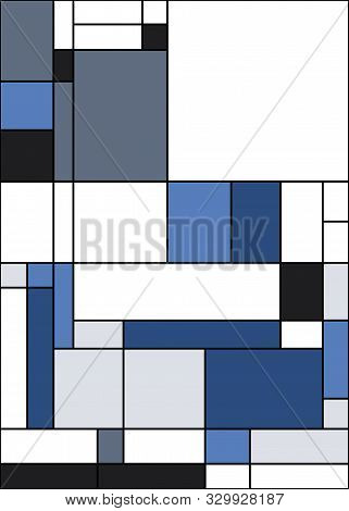 Piet Mondrian Style Abstract Computational Generative Art Background Illustration