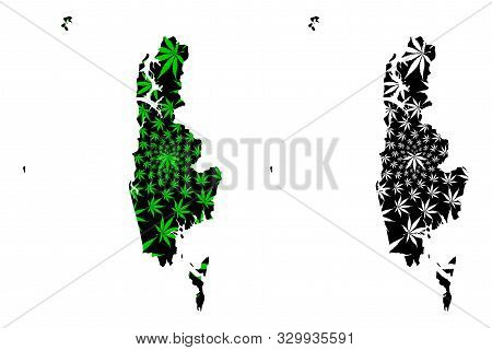 Phang Nga Province (kingdom Of Thailand, Siam, Provinces Of Thailand) Map Is Designed Cannabis Leaf 