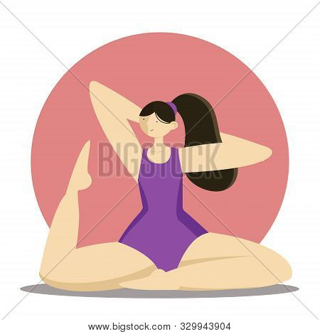 Young Girl Or Woman Is Doing Yoga. Vector Flat Illustration In Modern Concept