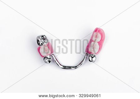 Dental Prosthetics Concept. Dentistry. Dental Prostheses. Lower Removable Denture. Lower Clasp Prost