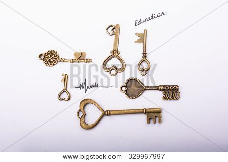 Education Wording Beside A Retro Style Key  As Education Concpt