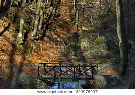 Autumn Walk Through The Labyrinth Of The Teteven Balkan With High Peaks, River And Bridge, Stara Pla