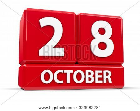 Red Cubes - The Twenty Eighth Of October - On A White Table - International Animation Day, Three-dim