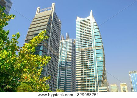Dubai / Uae - October 15, 2019: View Of Jumeirah Lakes Towers Skyscrapers. Residential Buildings In 