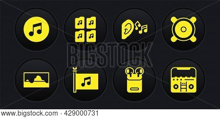 Set Music Wave Equalizer, Stereo Speaker, Festival Flag, Air Headphones In Box, Ear Listen Sound Sig