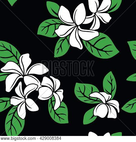 Tropical Hawaiian Pattern With Repeat With Plumeria