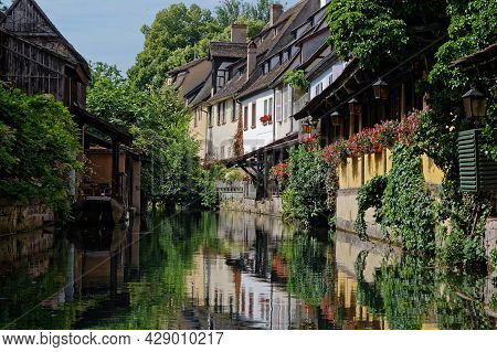 Colmar, France, June 27, 2021 : Petite Venise District Touristic District. Petite Venise Is A Pictur