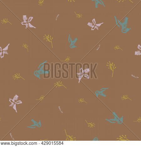 A Ditsy Botanical Sketches Seamless Vector Pattern