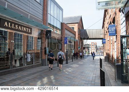 Gloucester Quays Shopping Centre With Allsaints And The Gap In The Uk, Taken 24th April 2021