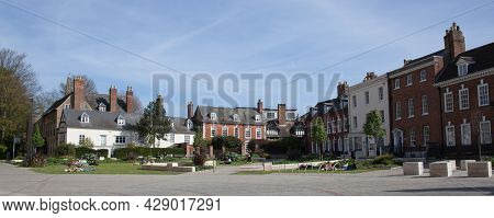 Views Of Gloucester Cathedral Gardens And Surrounding Buildings In Gloucester In The Uk, Taken 24th 