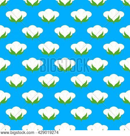 Floral Cotton Pattern With White Flowers For Fabric, Website Background, Paper Packaging And Other I