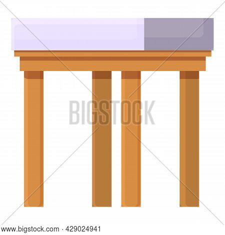 Backless Chair Icon Cartoon Vector. Outdoor Wood Chair. Patio Furniture